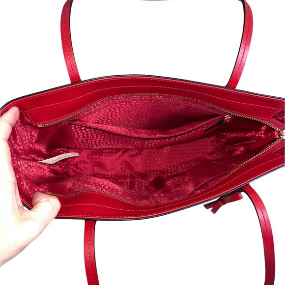 🔴 Kate Spade New York Red Leather Tote Bag - Brand New Without Tags - Picture 9 of 15
